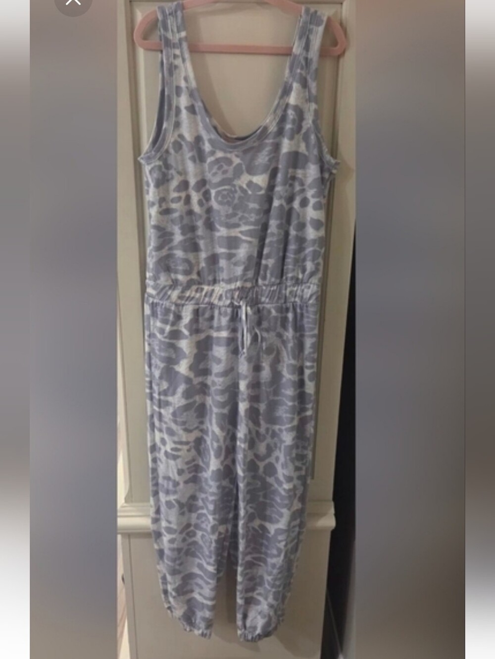 Maronie Animal Print Tank Style Jumpsuit- In A Gray/Blue